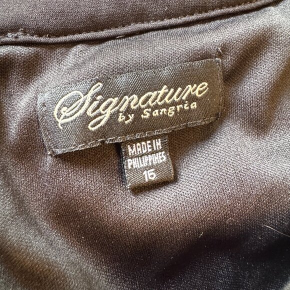 Signature by Sangria Dress Size 16 Black Multi Asymmetrical Handkerchief Hem - Picture 9 of 11